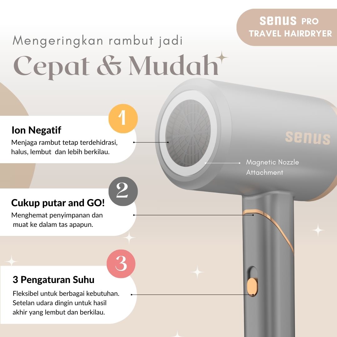 Senus Pro Travel Hairdryer - Image 4